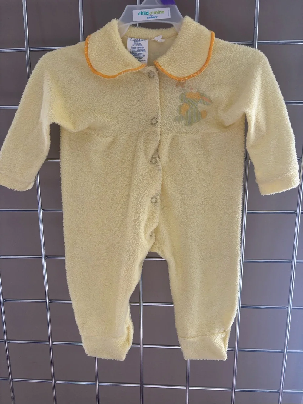 Vintage Carter's Baby Yellow Terry Footed Sleeper Sz Med 3-9M 12-18lbs 1960’s